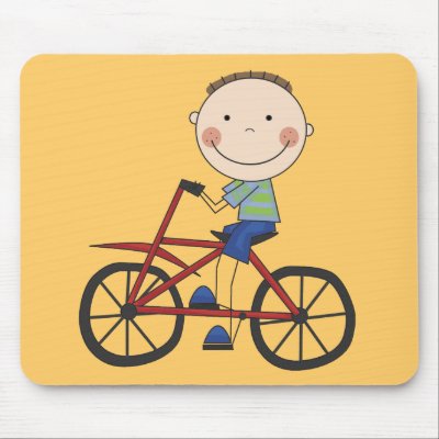 Boy on Bicycle Tshirts and Gifts Mouse Mats by stick_figures