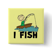 Boy on Boat I Fish Tshirts and Gifts Pin