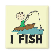 Boy on Boat I Fish Tshirts and Gifts Fridge Magnet