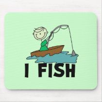 Boy on Boat I Fish Tshirts and Gifts Mouse Pads