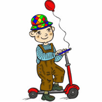 Boy on Scooter with Balloon 2