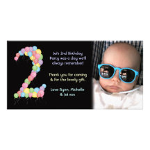 Boy or Girl 2nd Birthday Thank You Photo Card