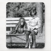 Boy & Orangutan Vintage National Zoo Washington Mouse Pad
