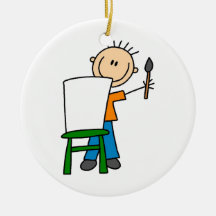 Boy Painting Christmas Ornaments