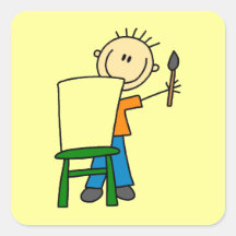 Boy Painting Square Sticker
