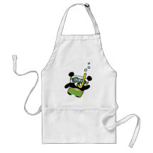 Boy Panda in Swimsuit Snorkling Aprons