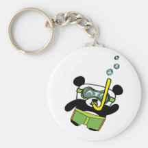 Boy Panda in Swimsuit Snorkling Key Chain