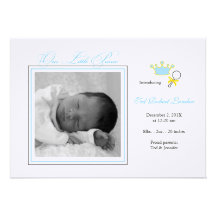 Boy Photo Birth Announcement - Little Prince