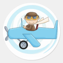 Boy Pilot Tshirts and Gifts Round Sticker