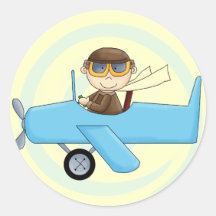 Boy Pilot Tshirts and Gifts Round Stickers