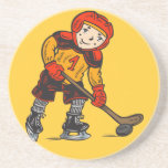 Boy Playing Hockey Drink Coasters