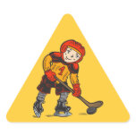 Boy Playing Hockey Triangle Stickers