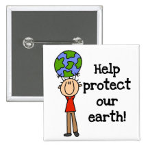 Boy Protect Our Earth T-shirts and Gifts Pinback Buttons