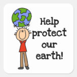 Boy Protect Our Earth T-shirts and Gifts Square Sticker