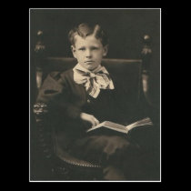 boy reading book post card postcards