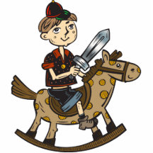 Boy Riding Rocking Horse Acrylic Cut Out