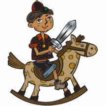Boy Riding Rocking Horse Acrylic Cut Outs