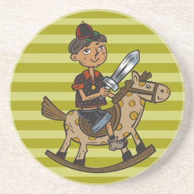 Boy Riding Rocking Horse Coaster by kids_tshirts