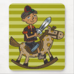 Boy Riding Rocking Horse Mouse Pad