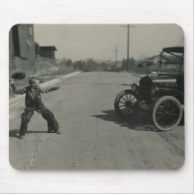 Boy roped car mousepad