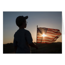 Boy Scout Holding USA Flag Cards