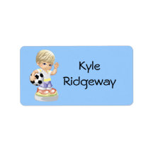 Boy Soccer Ball Name Label