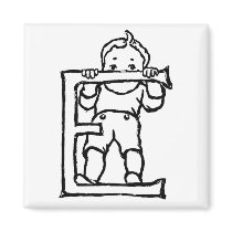 Boy Standing on Letter 'E' - Magnet