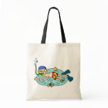 Boy Swimming With Fish Canvas Bags