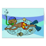 Boy Swimming With Fish Greeting Card