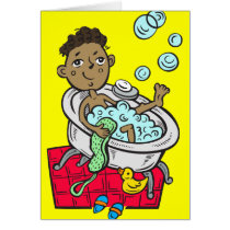 Boy Taking Bath Cards