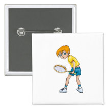 Boy Tennis Player Pinback Button