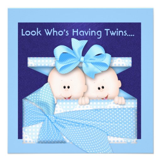 BOY TWINS BABY SHOWER INVITATION 5.25" SQUARE INVITATION CARD Zazzle