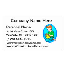 boy two chicks in basket blue oval business card templates