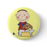Boy Washing Dog Tshirts and Gifts Button