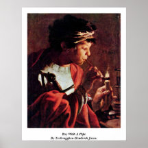 Boy With A Pipe By Terbrugghen Hendrick Jansz. Posters