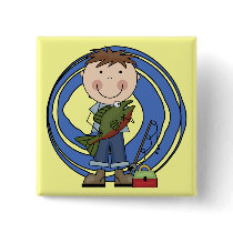 Boy With Fish Tshirts and Gifts Pinback Button