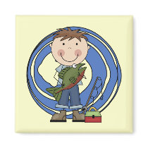 Boy With Fish Tshirts and Gifts Refrigerator Magnets