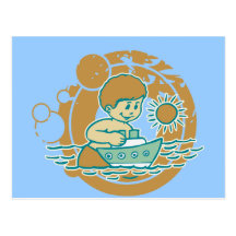 Boy with Tugboat Tshirts and Gifts Postcard