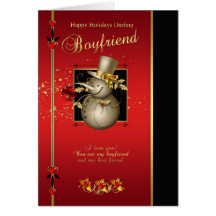 Boyfriend Christmas Card - Gold Effect Snowman - R