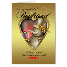 Boyfriend Christmas Card - Snowman In Heart