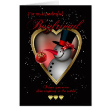 Boyfriend Christmas Card - Snowman In Heart