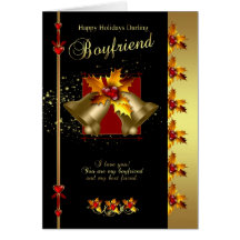 Boyfriend Christmas Card With Holly And Bells
