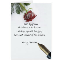 Boyfriend christmas letter on snow rose paper cards