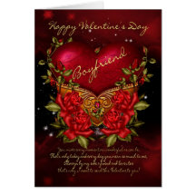 Boyfriend, Valentine's Day Card With Heart And Ros