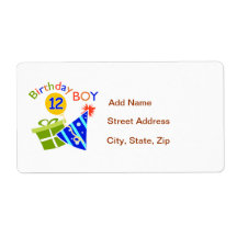 Boys 12th Birthday Personalized Shipping Label