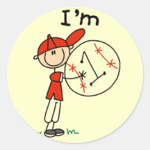 Boy's Baseball I'm 1 Tshirts and Gifts Round Stickers