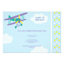 Boy's Birthday Invitation Cute Airplane