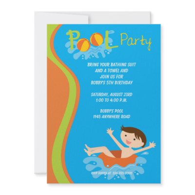 Boys Birthday Pool Party Invitation by mousearte