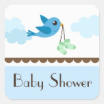 Boys blue bird baby shower stickers/seals