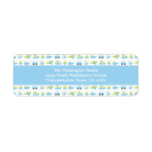 Boys blue travel time personalized address label